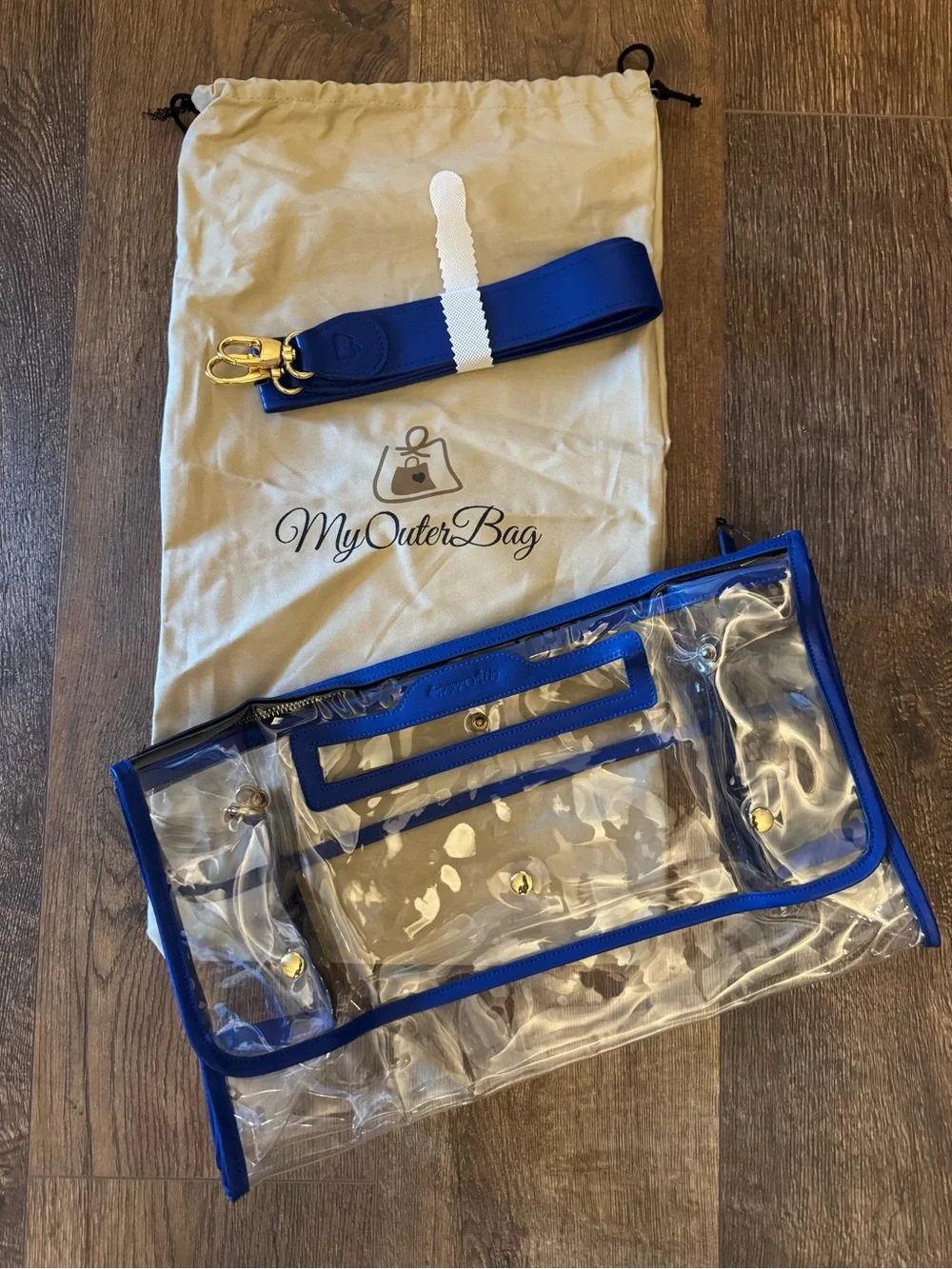 Clear Crossbody Bag with Blue Trim